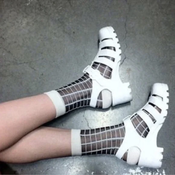 NWT American Apparel White Woven Jelly Heels Shoes Size 8 - Picture 2 of 10